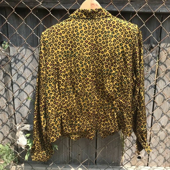 80s Pattern Silk Blouse - Picture 2 of 3